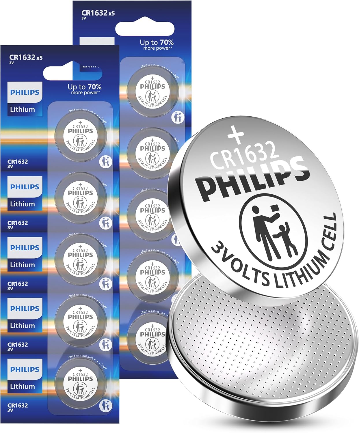 PHILIPS CR1632-10 Pack 3V Lithium Cell Batteries 10 Year Shelf Life