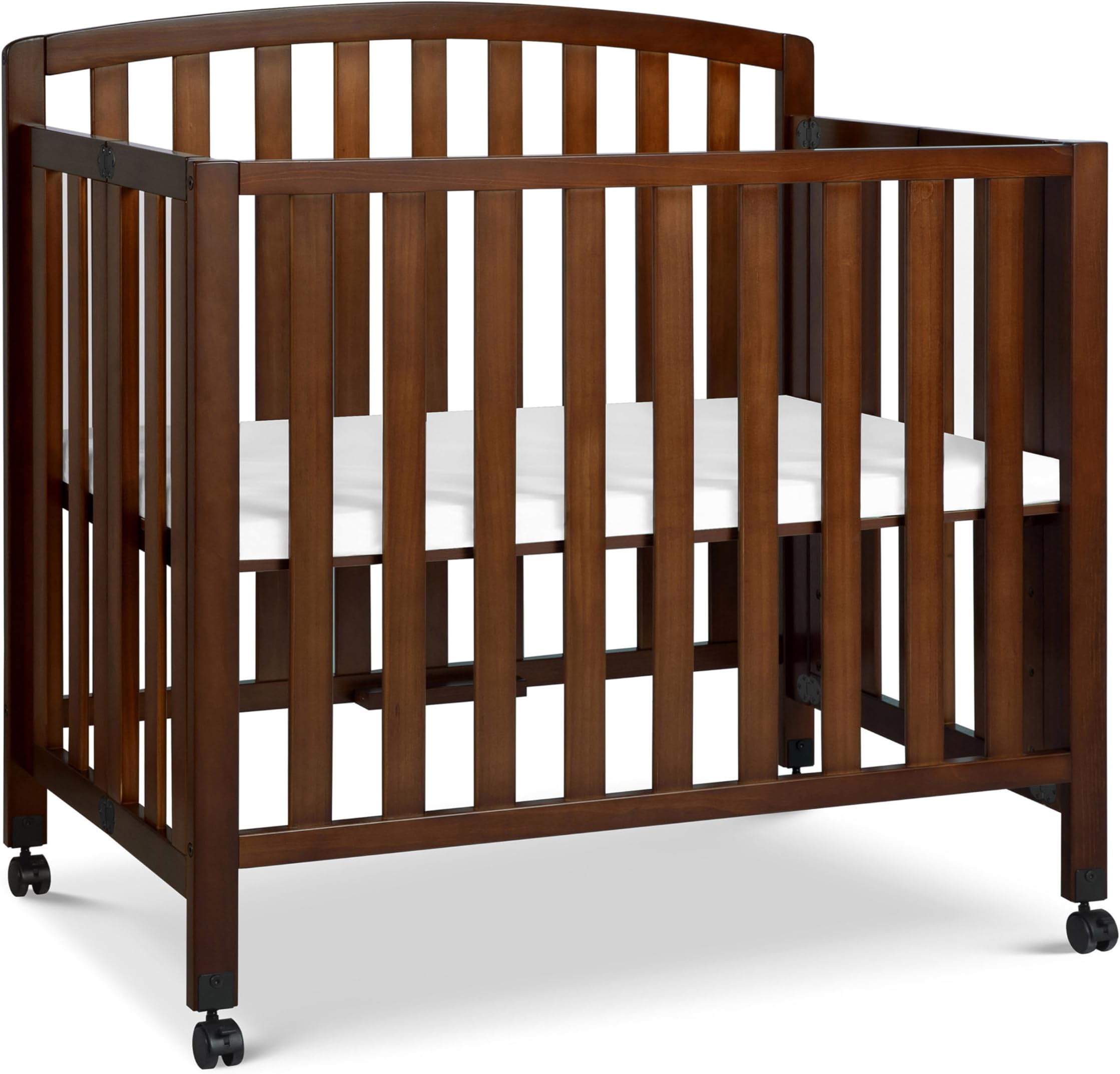 DaVinci Dylan 3-in-1 Portable Baby Crib with Wheels - Toddler Bed & Daybed Conversion - Perfect for Small Spaces & Easy to Assemble, GREENGUARD Gold Certified, 4 Adjustable Mattress Heights - Espresso