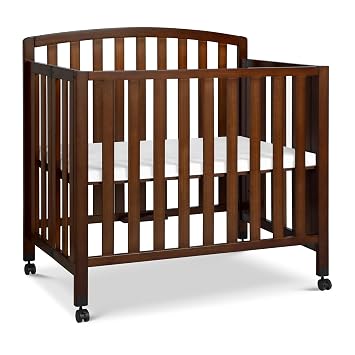 Davinci Dylan 3-in-1 Convertible Portable Mini Crib, Espresso | GREENGUARD Gold Certified - Folding Baby Crib With Wheels, 4 Adjustable Mattress Heights, Conversion Kit Sold Separately