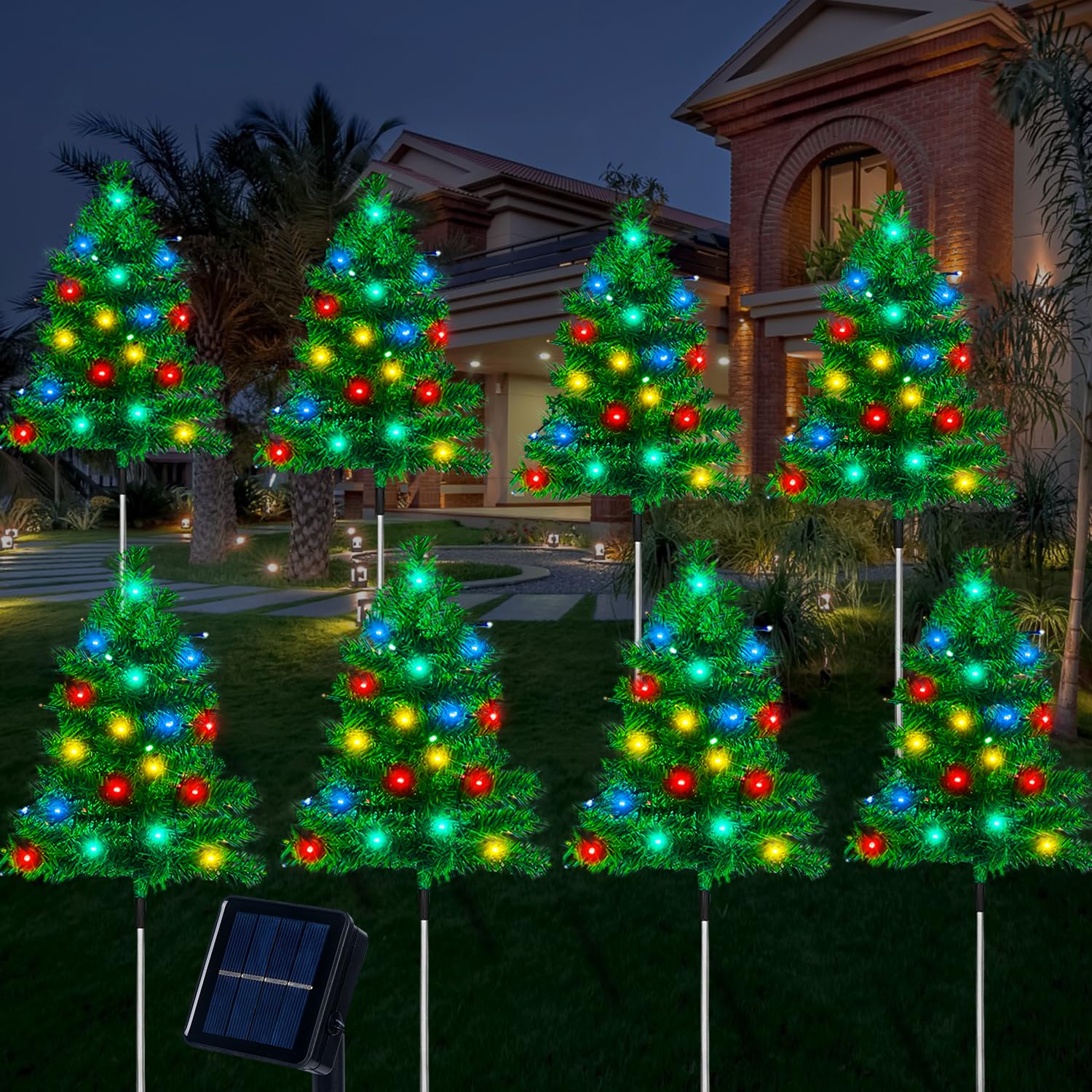 8-Pack Outdoor Christmas Decorations Solar Tree with 160 C6