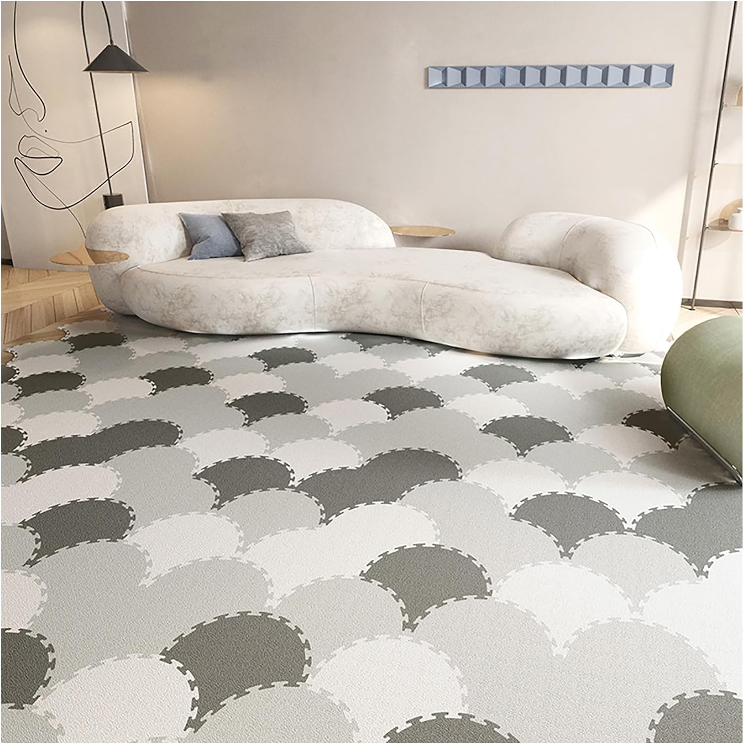 30pcs Interlocking Foam Floor Mats for Kids & Adults, Modern Geometric Design, Soft PE Material, 10 White, Beige, Pink Mats, Versatile Indoor/Outdoor Use, Non-Toxic, 1 Complete Set