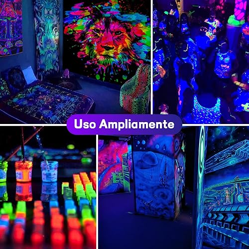 Miniatura 5 de Paquete de 2 luces LED negras de 150 W, luces negras para fiesta brillante, luces negras ultrafinas con interruptor de encendidoapagado, brillan en