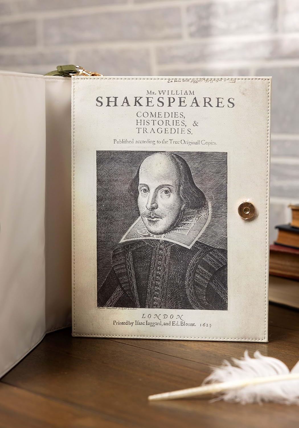 Shakespeare Book Costume Purse - Faux Leather Bag with Adjustable Strap, Literary Design