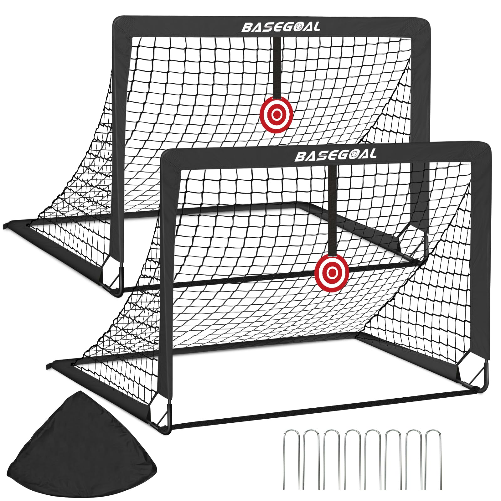Cage de Foot, Set de 2 But de Foot Exterieur, Goal de Foot avec Cible Suspendue, But de Foot Exterieur pour Jardin Entrainement Football Cadeau - 120x90x90CM
