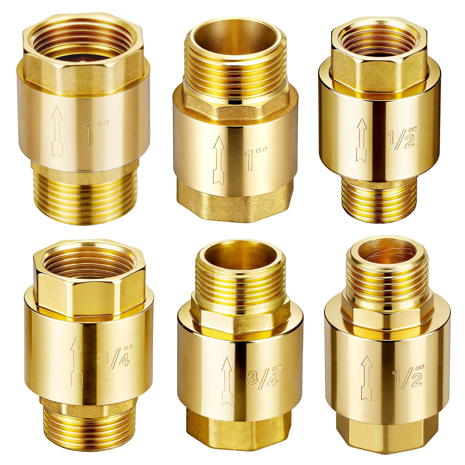 Zocipro Valvola Di Non Ritorno 3/4 Pollice In Ottone, Femmina A Maschio, Valvola Di Ritegno Impermeabile Da 3/4'' Per Pompa, Giardino, Lavatrice, Botte, Tubazione Dell’Acqua, Scaldabagno