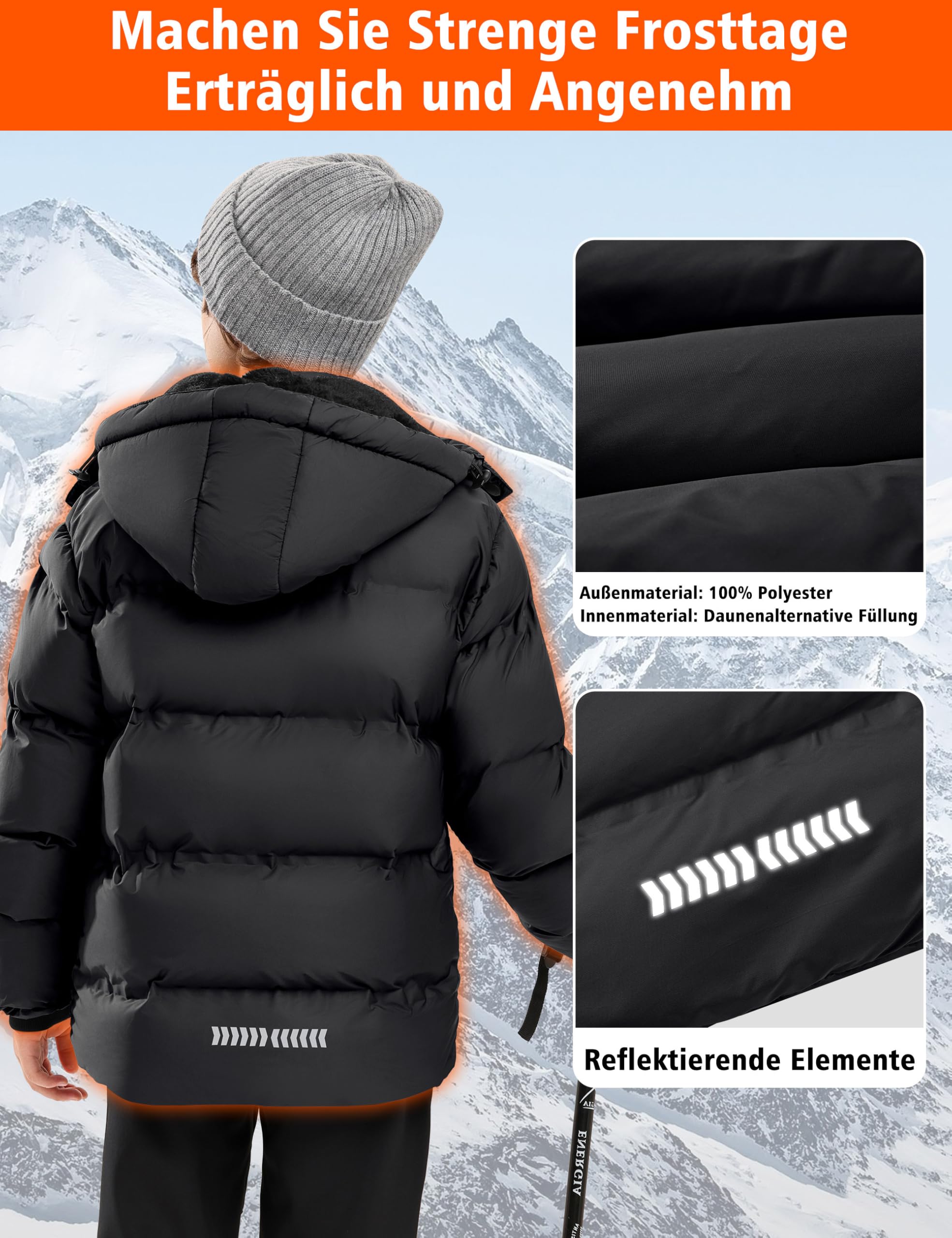 Zoofly Giacca Invernale Bambino con Cappuccio Rimovibile, Cappotti Bambini e Ragazzi con Fodera in Pelliccia Sintetica, Caldo Cappotto Invernale