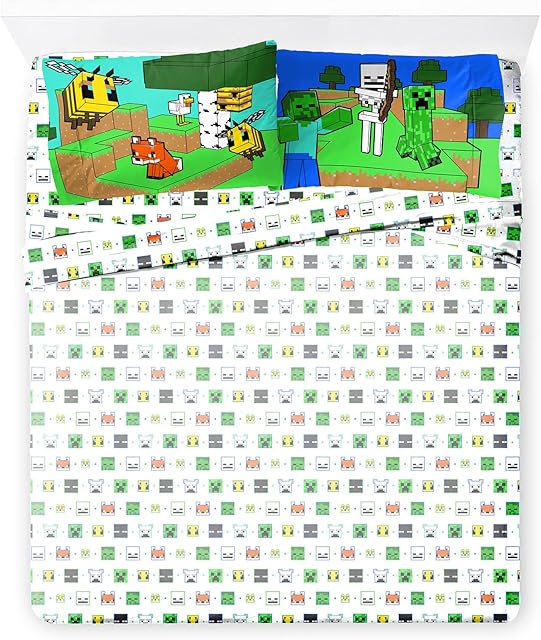 Minecraft Creative Mode 100% Cotton Double Fitted Sheet