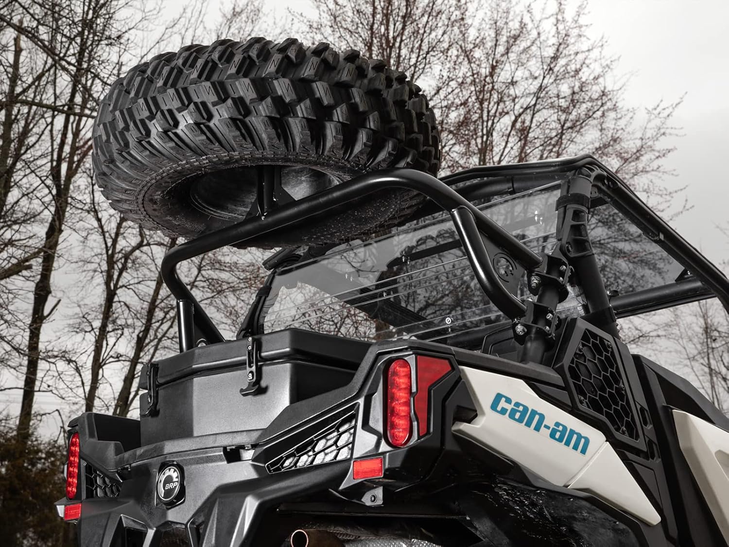 SuperATV Spare Tire Carrier for 2019+ Can-Am Maverick Sport 1000/DPS/MAX, Steel Tubing, Secures to Rear Frame of Vehicle, Fits up to 36" Tire, Tires up to 70 LBS., See Fitment, USA Made