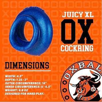 Oxballs Juicy XL Massive Blubbery Cockring - Super-Soft Pure Platinum Silicone for Dedicated Users - Thick Padded Lip Boosts Your Package for a Massive Bulge and Secure Airtight Fit - Blueballs