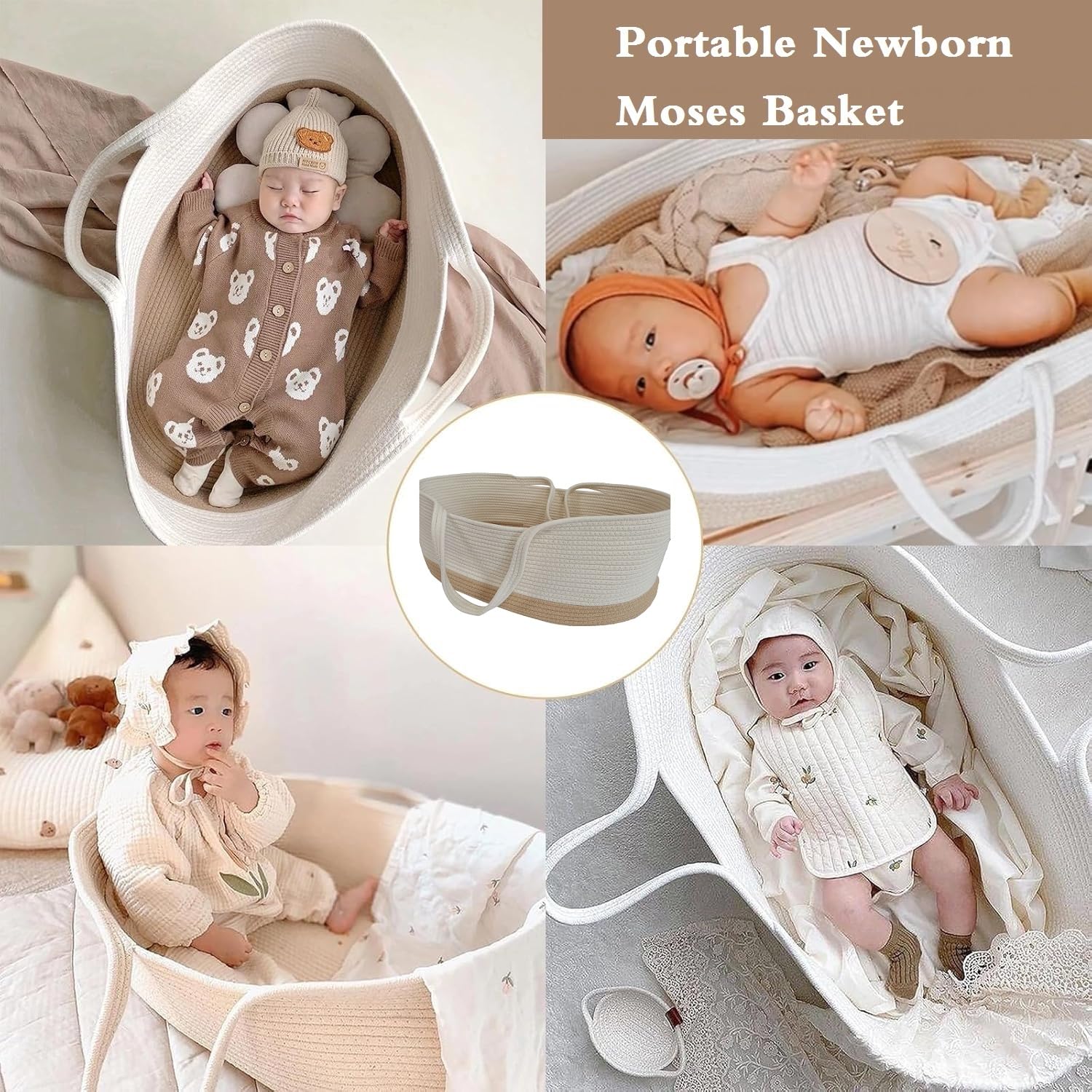 Baby Moses Korb Tragbar Babybett Handheld Moses Korb Baumwollseil Säuglingsbett Carrycot Babywechseltisch Baby Schlafsack für Outdoor Reise Auto