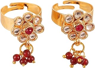 touchstone Alloy Metal Traditional Indian Kundan Look Toe Rings in Gold Tone for Women-picture-48