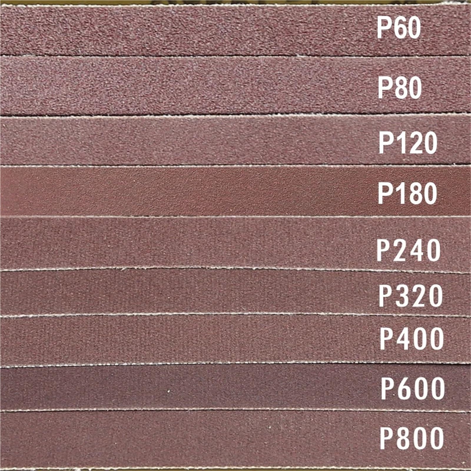 10 nastri abrasivi in ossido di alluminio, 762 x 25 mm, per levigatrice a nastro, lavorazione del legno e lucidatura dei metalli (P800)