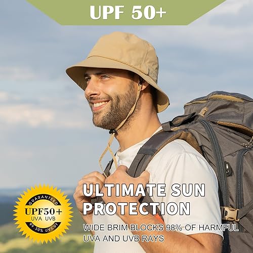 Miniatura 3 de XL XXL - Gorros de lluvia de gran tamaño para verano, impermeables, para golf, safari, protección UV, UPF 50+