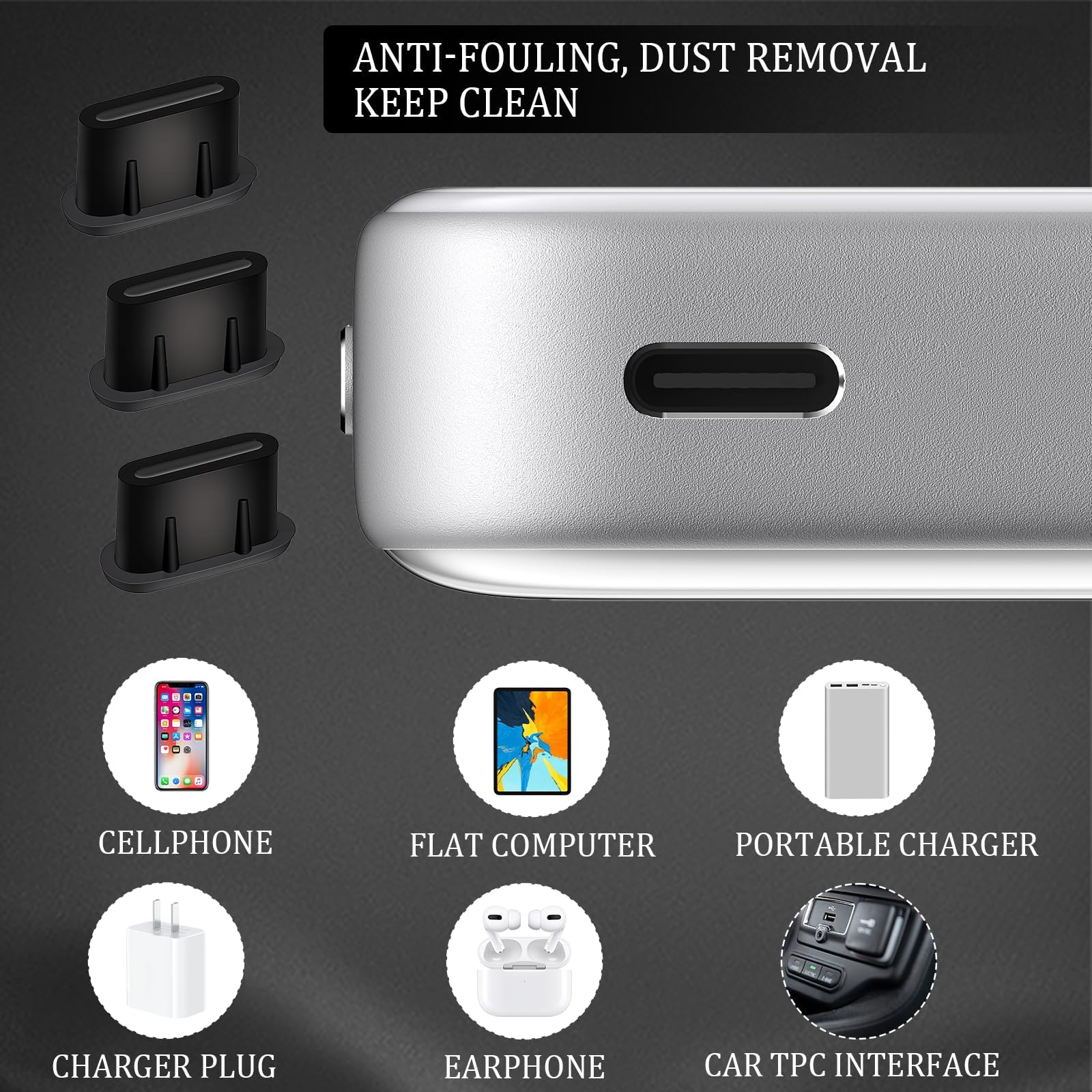 Protecteur De Port USB-C Anti-Poussière – Lot De 2 Avec Brosse De Nettoyage – Étanche – Pour Smartphone Et Tablette