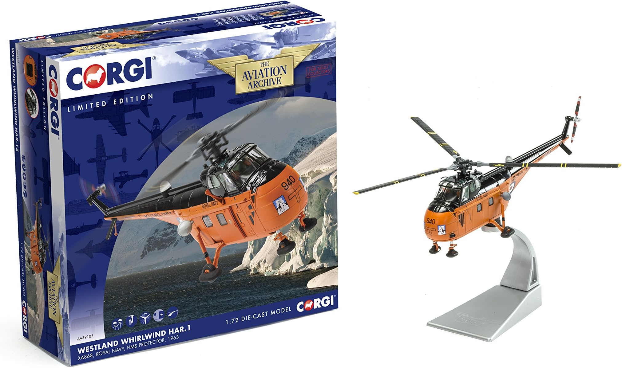 Corgi AA39105 "Westland Whirlwind XA868 Falkland Islands/HMS Protector 1963" Die-Cast Model