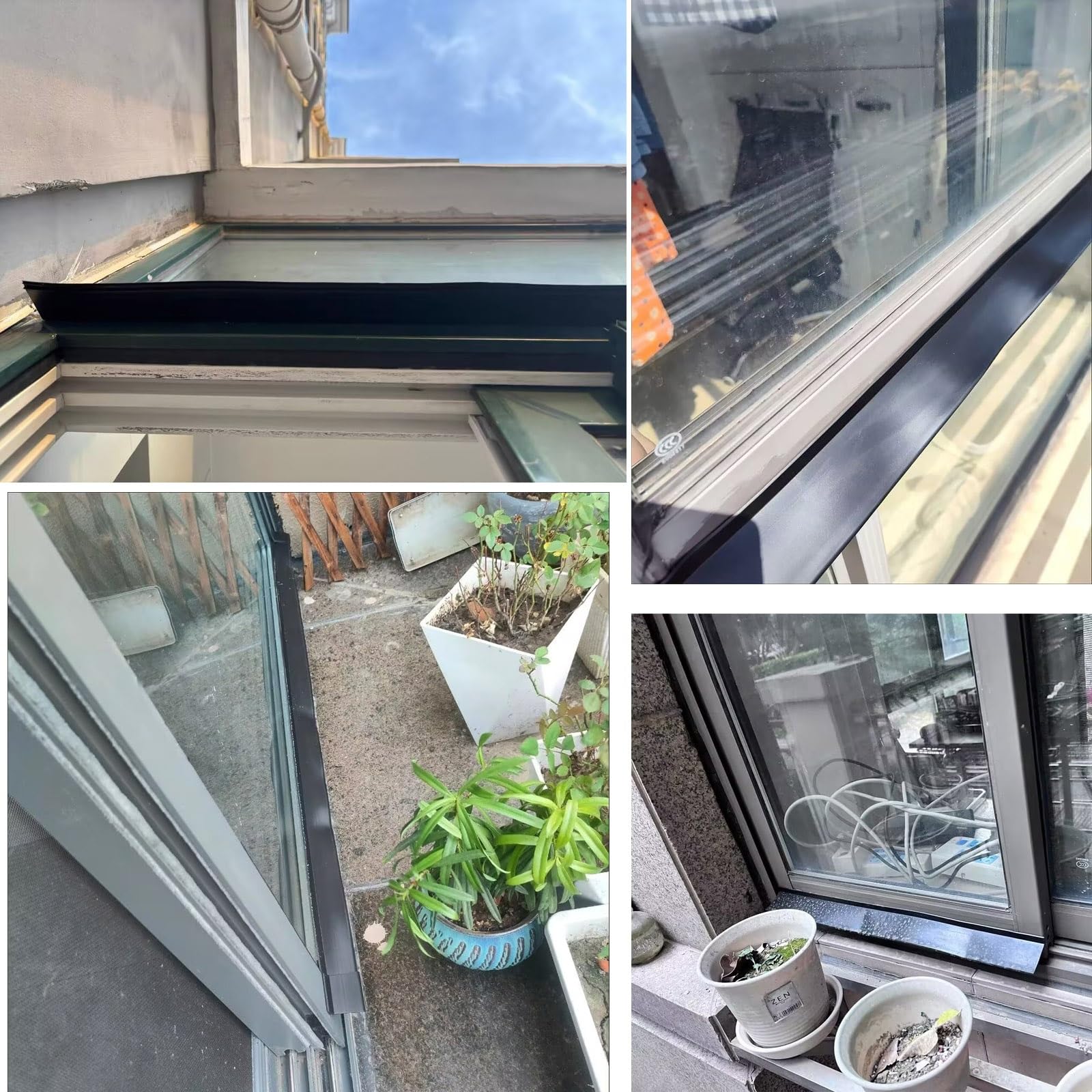 Joint d'étanchéité en Caoutchouc Auto-adhésif pour fenêtres et balcons, barrière Anti-Pluie Noire, Plusieurs Tailles (4,5 cm, 1 m), Usage intérieur/extérieur, Mastic résistant aux intempérie