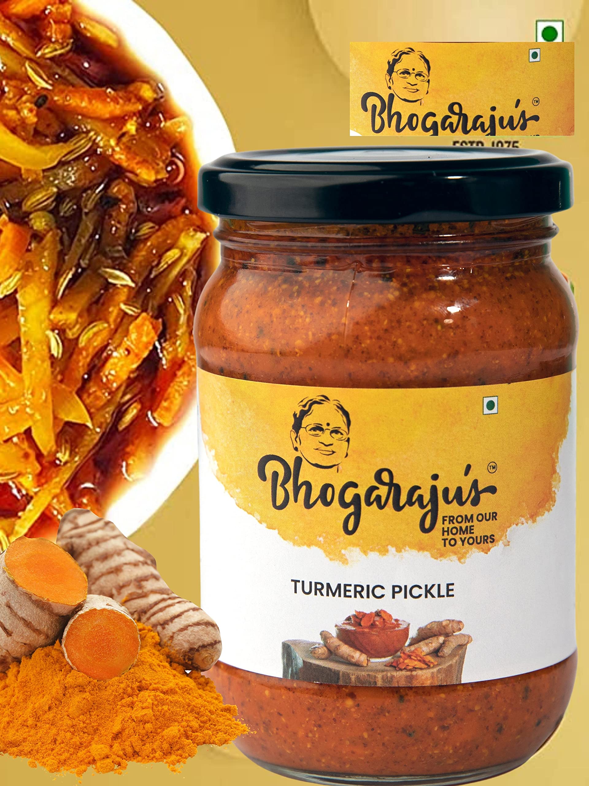 Bhogarajus Organic Turmeric Pickle | Organic Pickle | Haldi Ka achar South Indian Taste 300 gm 3