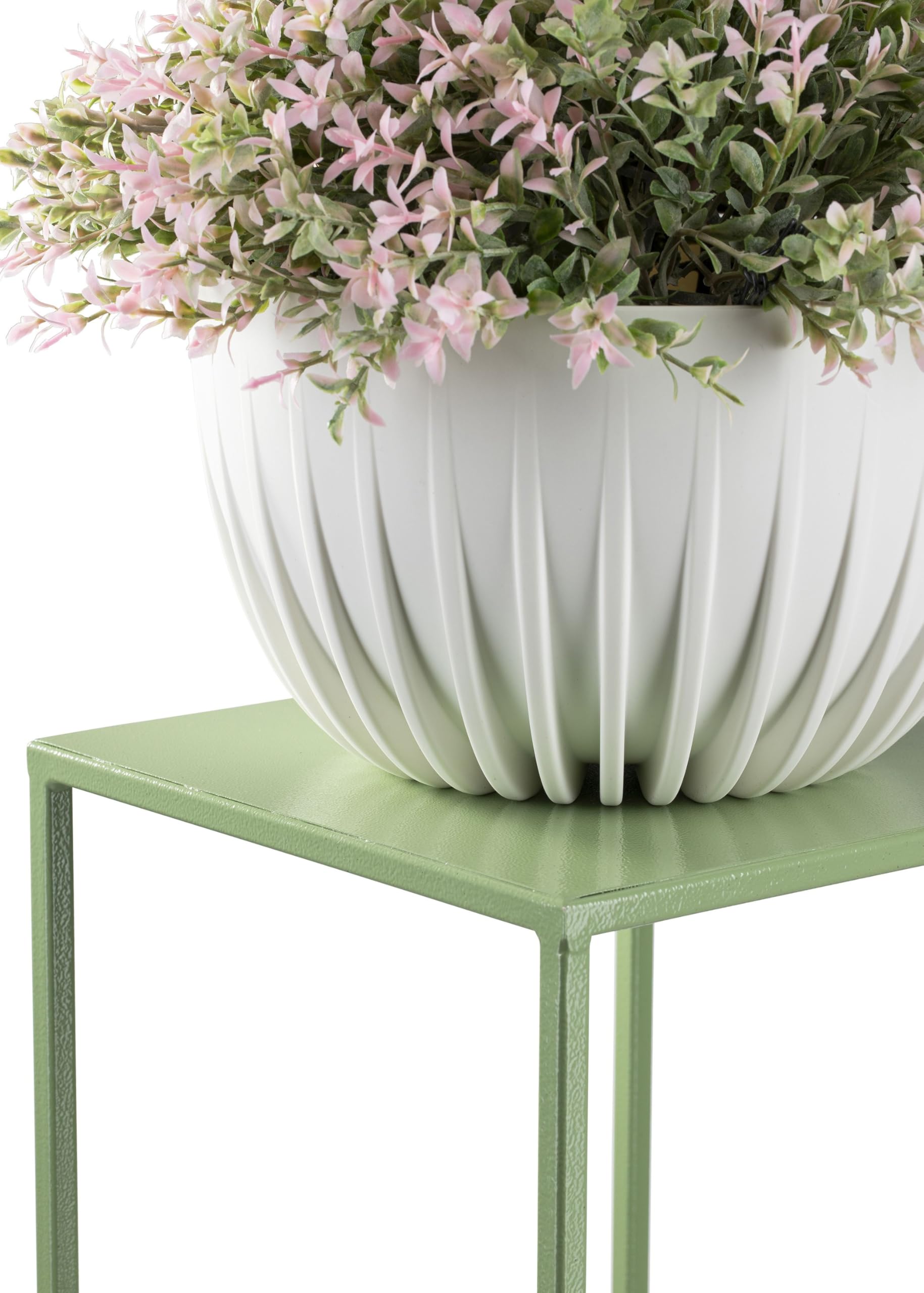 HowHomely Blumenständer Metall Grün 100 cm Hoch - Solider und Robuster Blumenhocker Metall