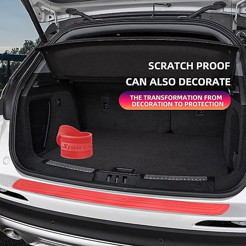 Miniatura 7 de Protector de parachoques trasero de automóvil, antiarañazos, de goma abrasiva, protector de umbral de puerta de maletero de 35.1 x 2.75 pulgadas,