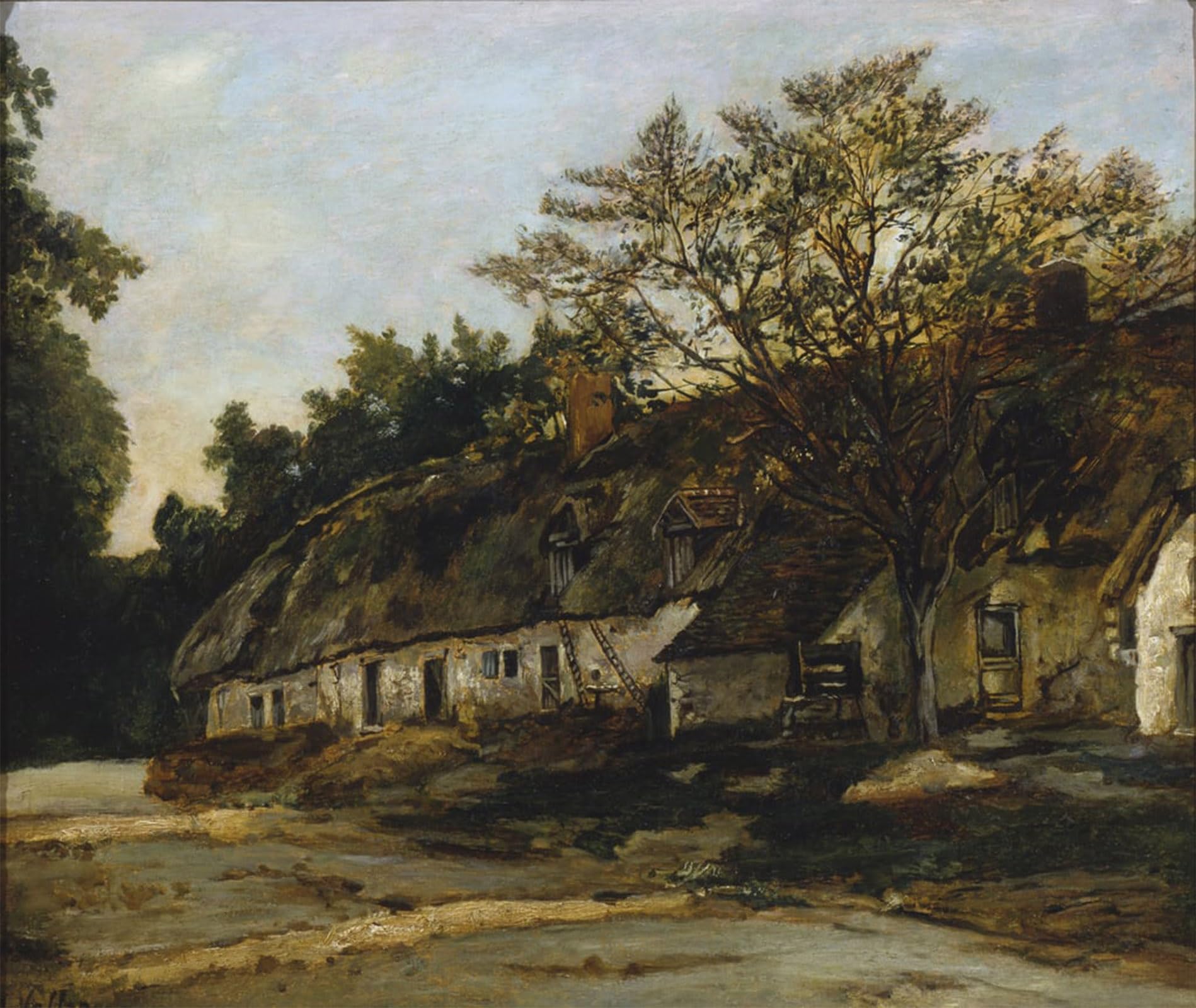SERENDIPITP Vintage Picture Print on Canvas Wall Art Poster Thatched Cottage by Antoine Vollon Artwork Print Poster for Wall Decor 60x90cm