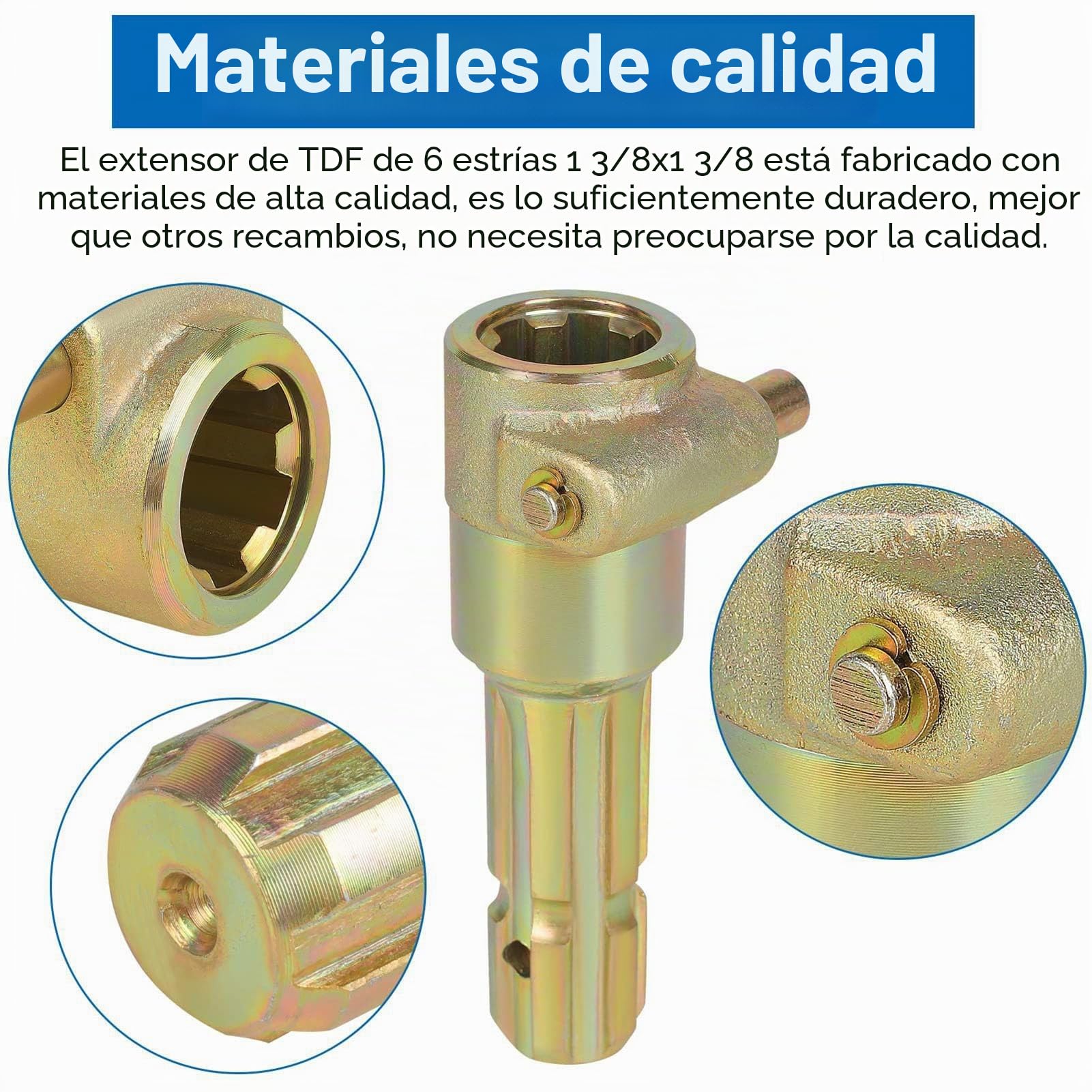 Adaptador de Toma de Fuerza PTO 1 3/8“, Extensor de PTO de 6 Estrías Cuidado del de Transmisión Universal para Tractor de