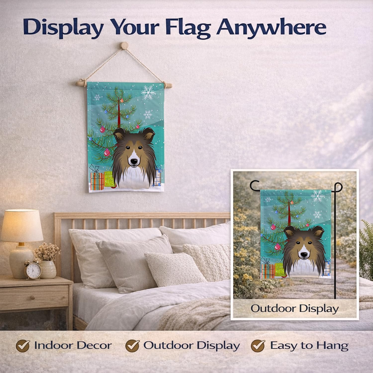 Caroline's Treasures BB1614GF Christmas Tree and Sheltie Garden Flag Mailbox Flag Decorative Yard Flag Banner Outside Patio Artwork Yard Flower Beds, Garden Size, Multicolor