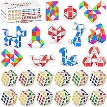 Vdealen Speed Cube Set, Magic Cube Pack of 3x3x3 Mini Puzzle Cube, Magic Snake Birthday Party Christmas Stocking Fillers Gift for Kids Teens Adults(24 Pack)