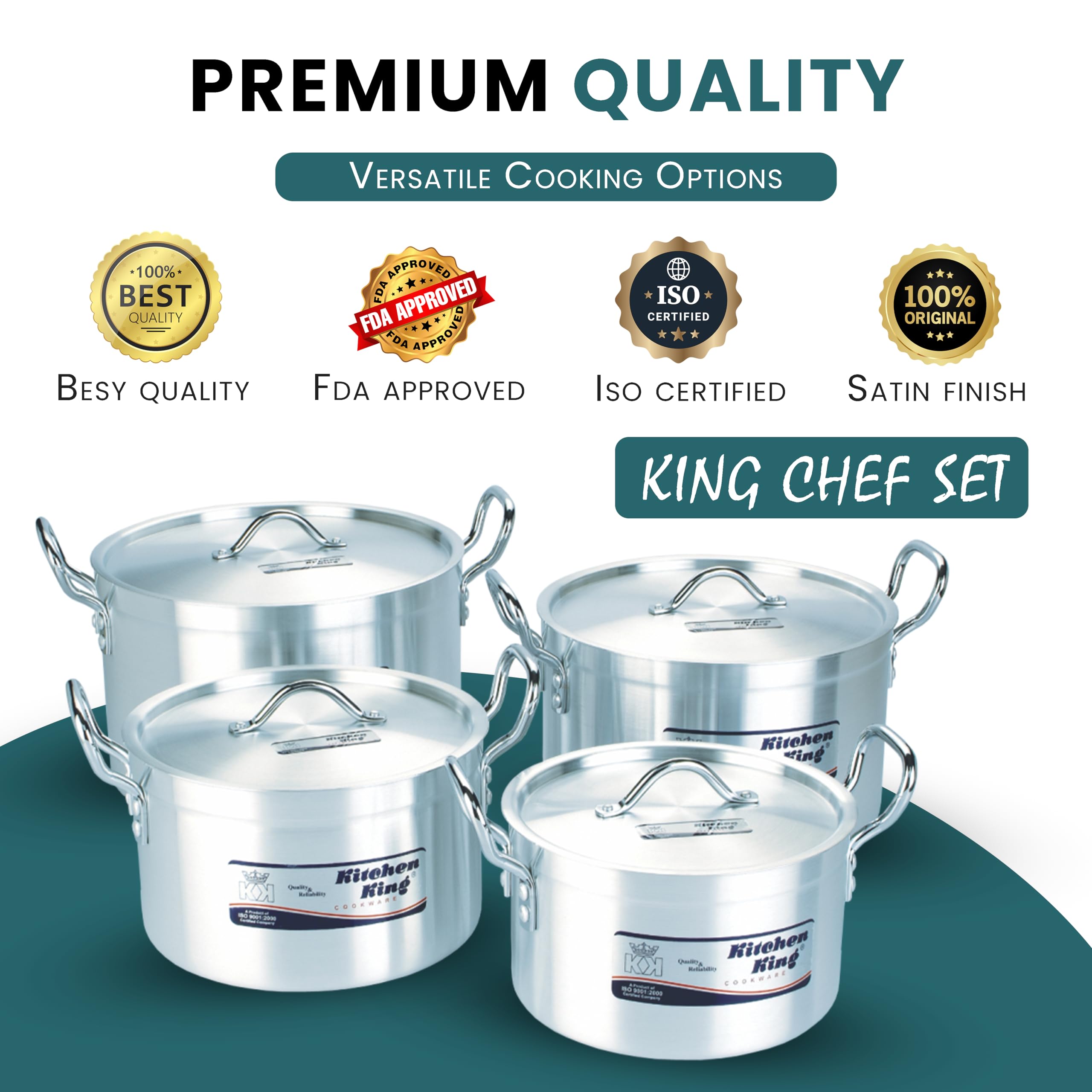 COOKER KING – Set Di Pentole In Acciaio Inox Antiaderente Con Rivestimento In Ceramica – 10 Pezzi – Adatto A Induzione E Forno