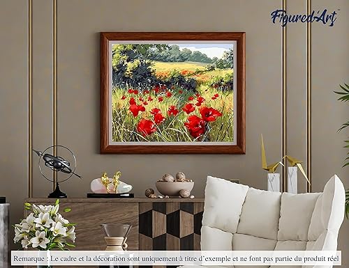 Vista 355 de Figured'Art - Juego de pintura por números, lienzo enrollado sin marco, para manualidades, para adultos, 16 x 20 pulgadas, jarrón de peonías