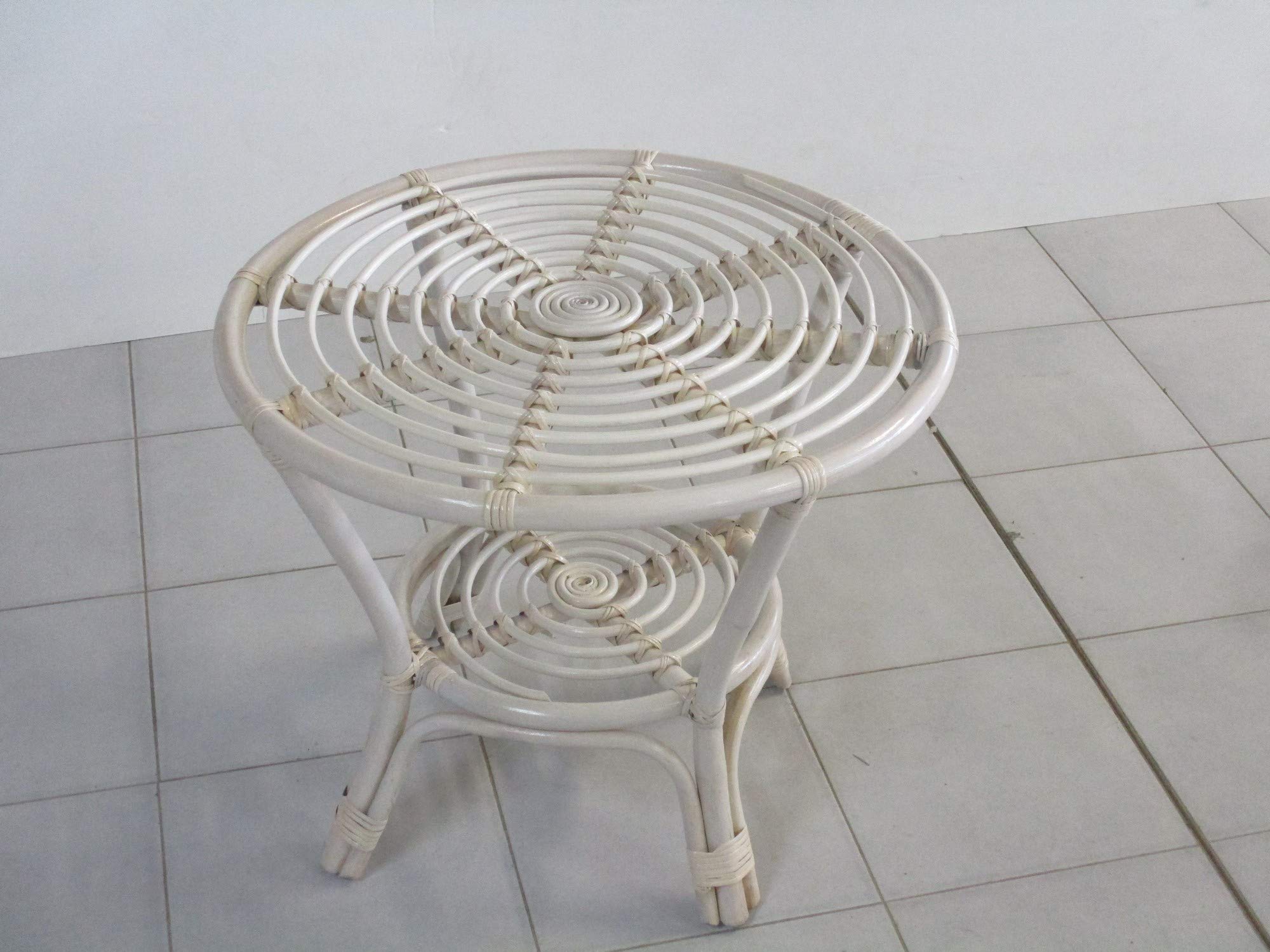 Salotto Vimini Rattan Bianco 2 POLTRONE 1 Divano 1 Tavolo CASA E Giardino Completo di Cuscini con Laccetti Non in Kit di Montaggio spedito su bancale