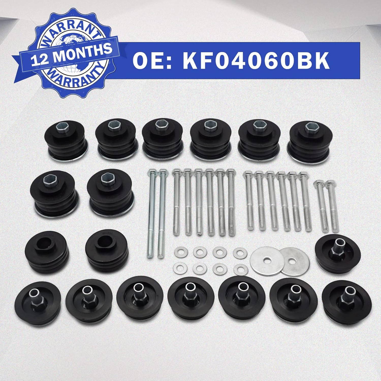 Black Super Duty Body Mount Bushing Kit for 2008-2016 Ford F250 F350 2WD 4WD Polyurethane Body Cab Mounts & Steel Sleeves & Hardware KF04060BK