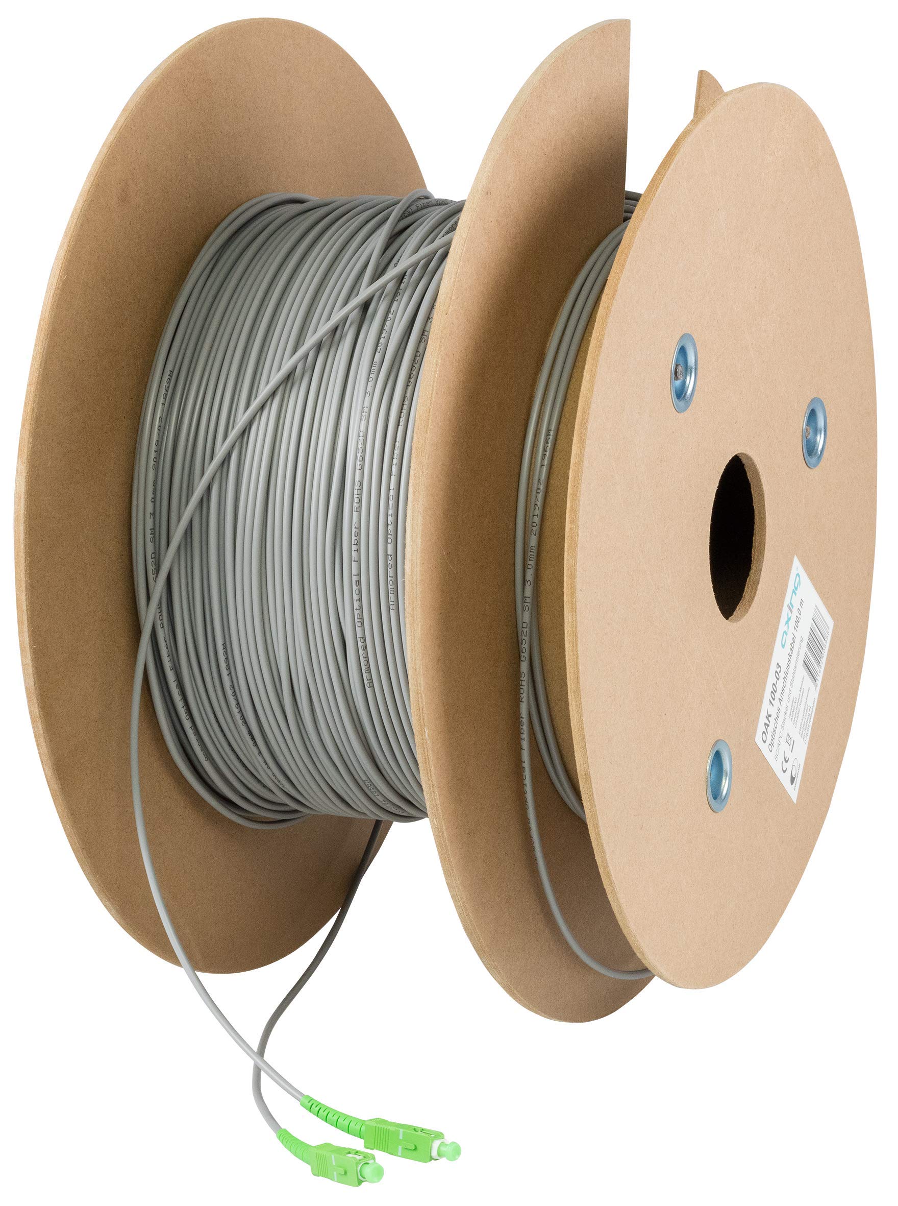 Axing Oak 100-03 - Cable óptico (100 m, Refuerzo de Acero, Fibra óptica, Conector SC/APC