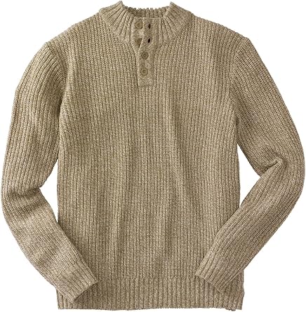 KingSize Mens Big & Tall Henley Shaker Sweater