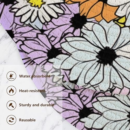Miniatura 3 de 3 Pcs Hot Pad Trivet Colorful Cartoon Daisy for Hot Pots and Pans 15in Cotton Thread Weave Pan Pad for Teapot Camper Must Haves