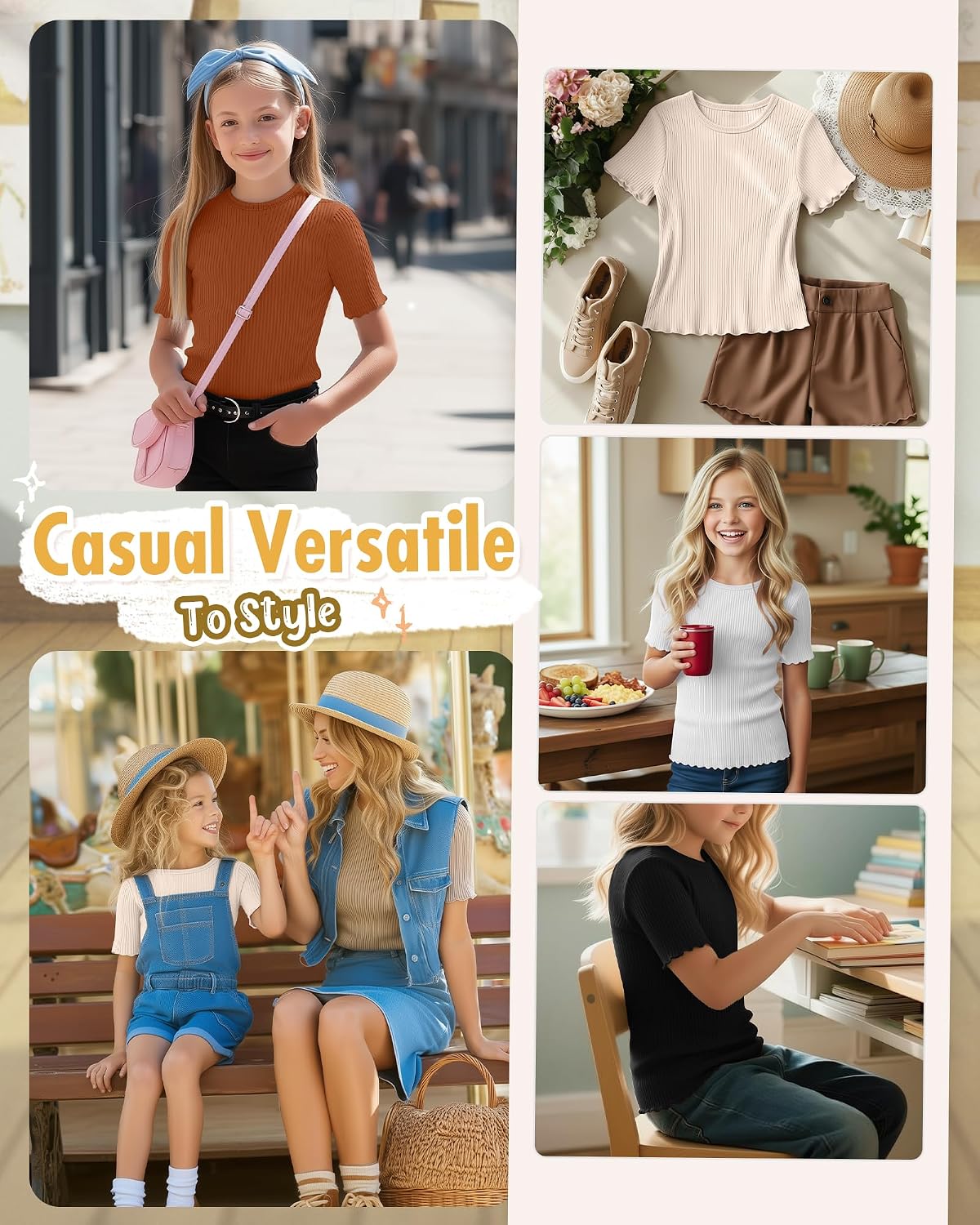 Girls Short Sleeve Cute Shirts