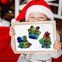 Vista 3 de Mocoosy 48 Piezas Adornos de Arte para Rascar de Navidad, Kit de Manualidades de Navidad a Granel para Rellenos de Calcetines de Niños, Tarjetas
