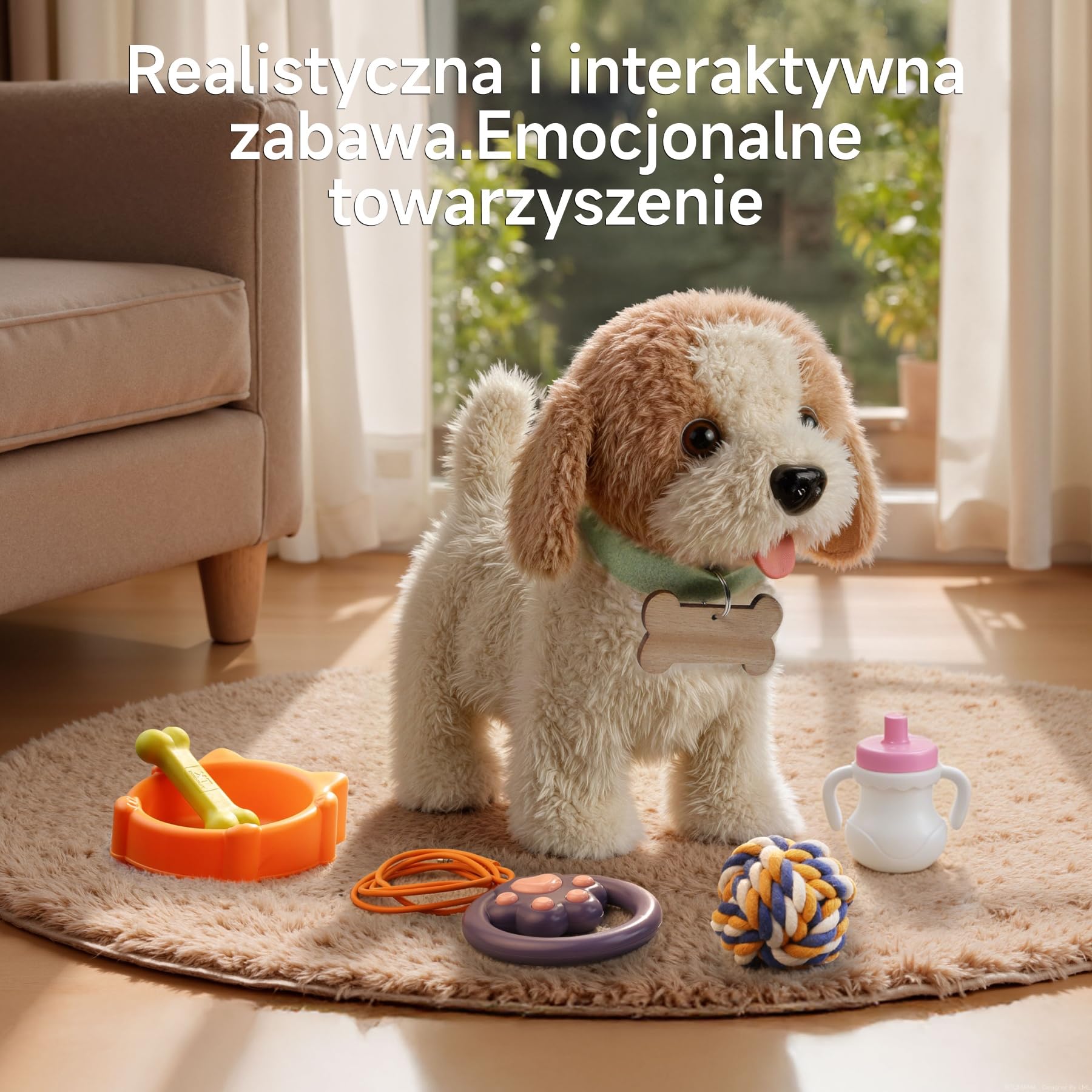 OR OR TU Chodzące Pies zabawki dla psów dla dzieci, chodzenie i szczekanie na smyczy, realistyczne interaktywne zabawki dla psów Pluszowy elektroniczny szczeniak dla dzieci 3+ lat Dziewczynki Chło