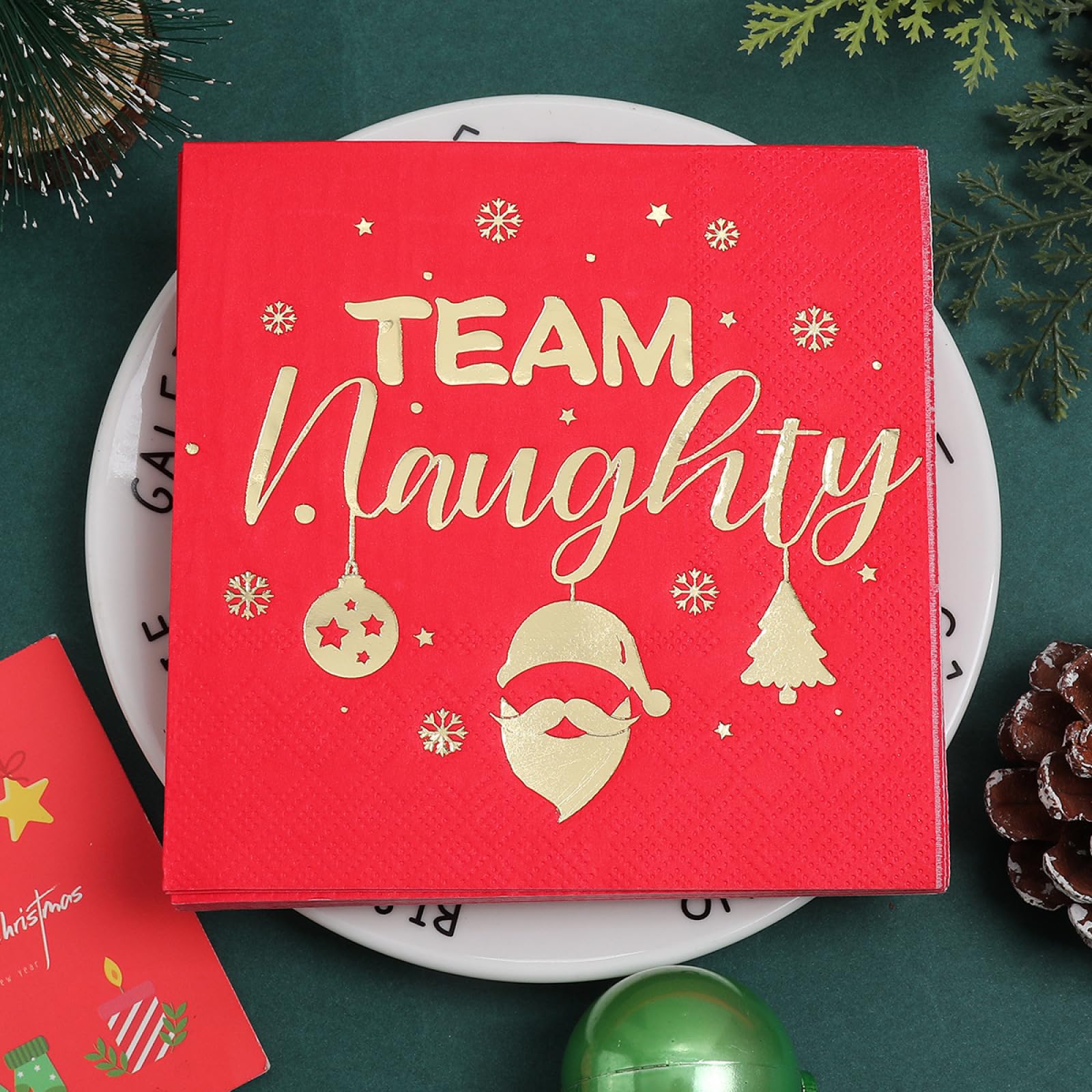Tovaglioli di Carta Babbo Natale Oro Tovaglioli per Decoupage Decorati Tovaglioli Bar Compleanno Carta Lgienica Tovagliolo Decorazione Da Tavola Usa e getta Per Matrimoni Feste 30 Packs(33x33cm)