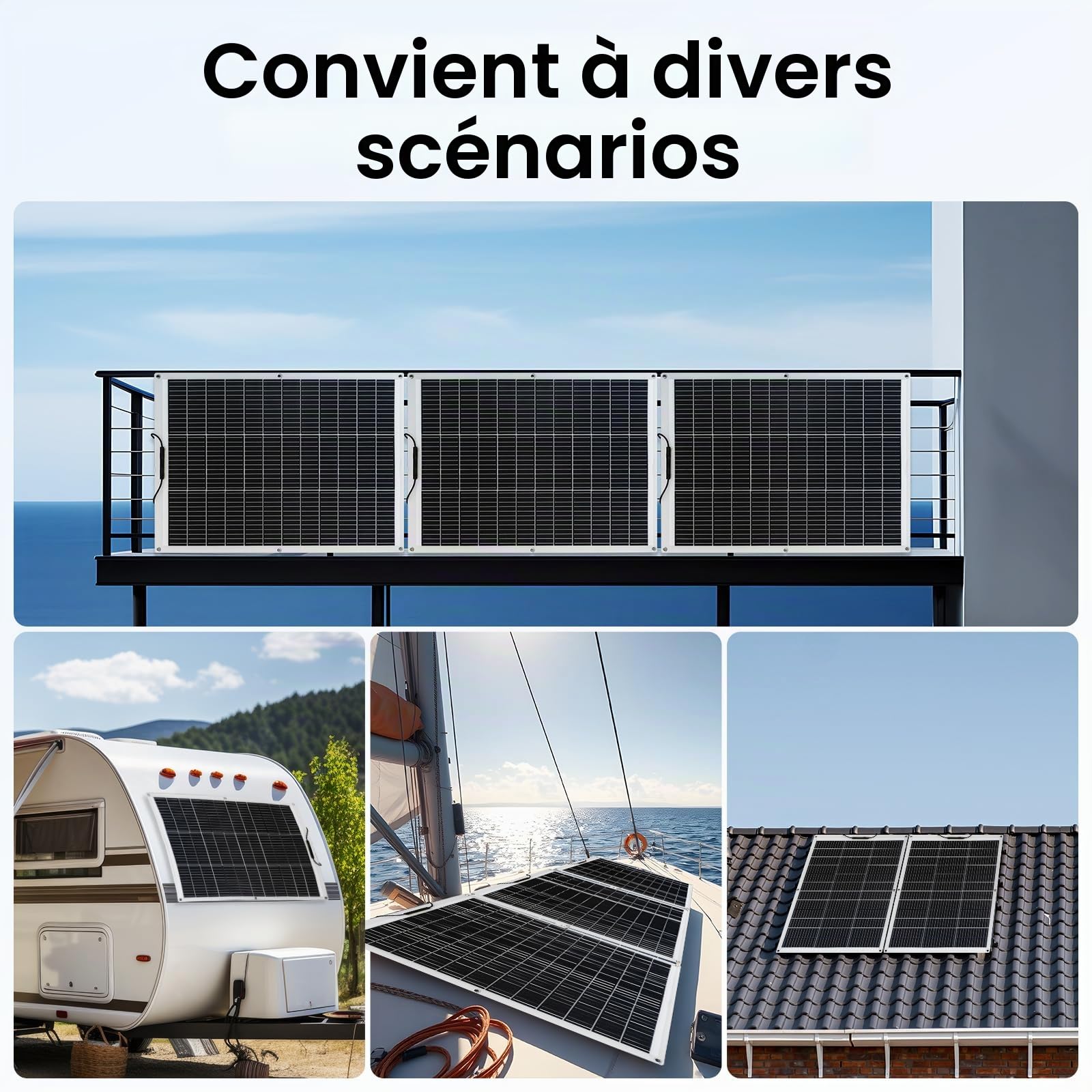 ECO-WORTHY Panneau solaire flexible 130 W type N 18BB 12 V pour camping-car
