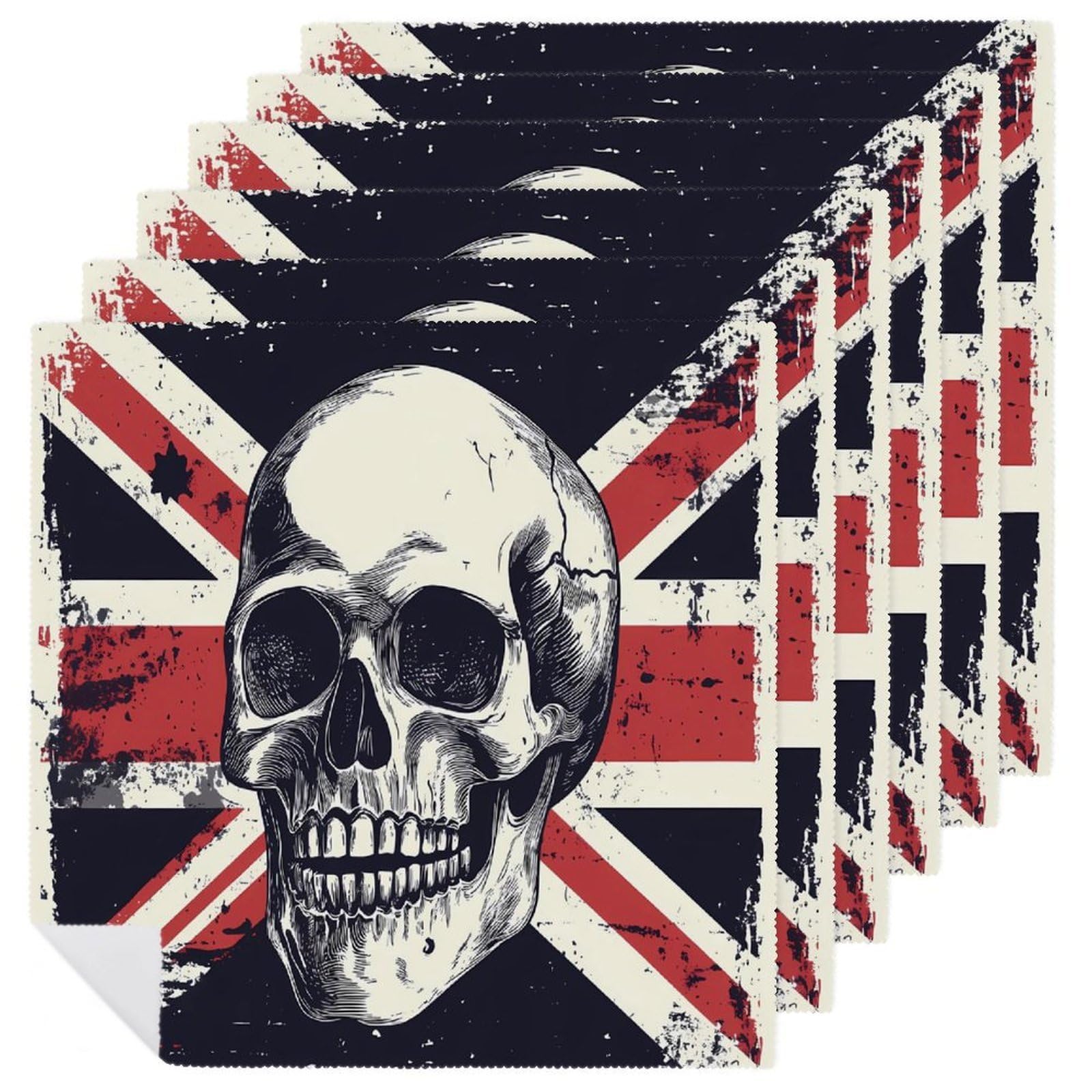 Servilletas de tela de calavera británica para mesas modernas y cenas punk