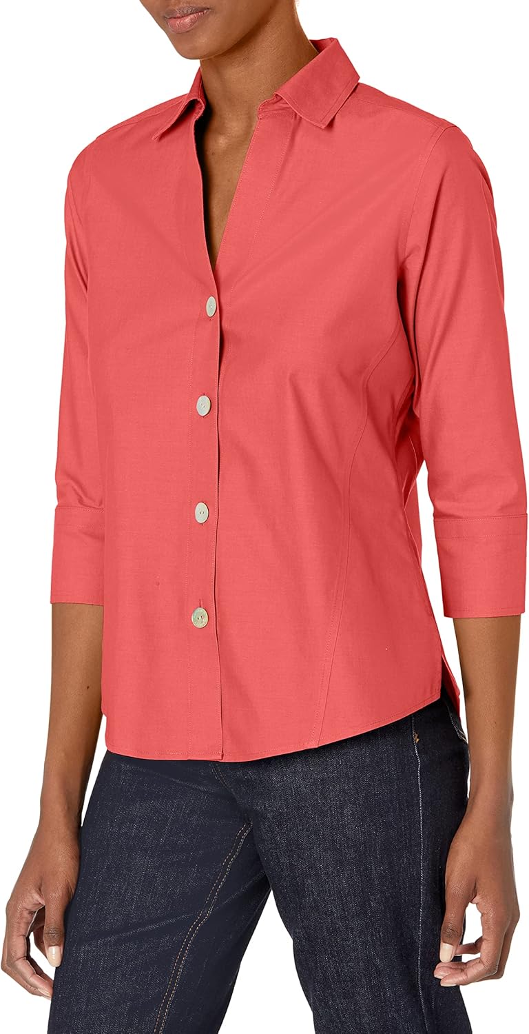 Foxcroft Women's Paityn Non-Iron 3/4 Sleeve Shirt at  Women’s Clothing store