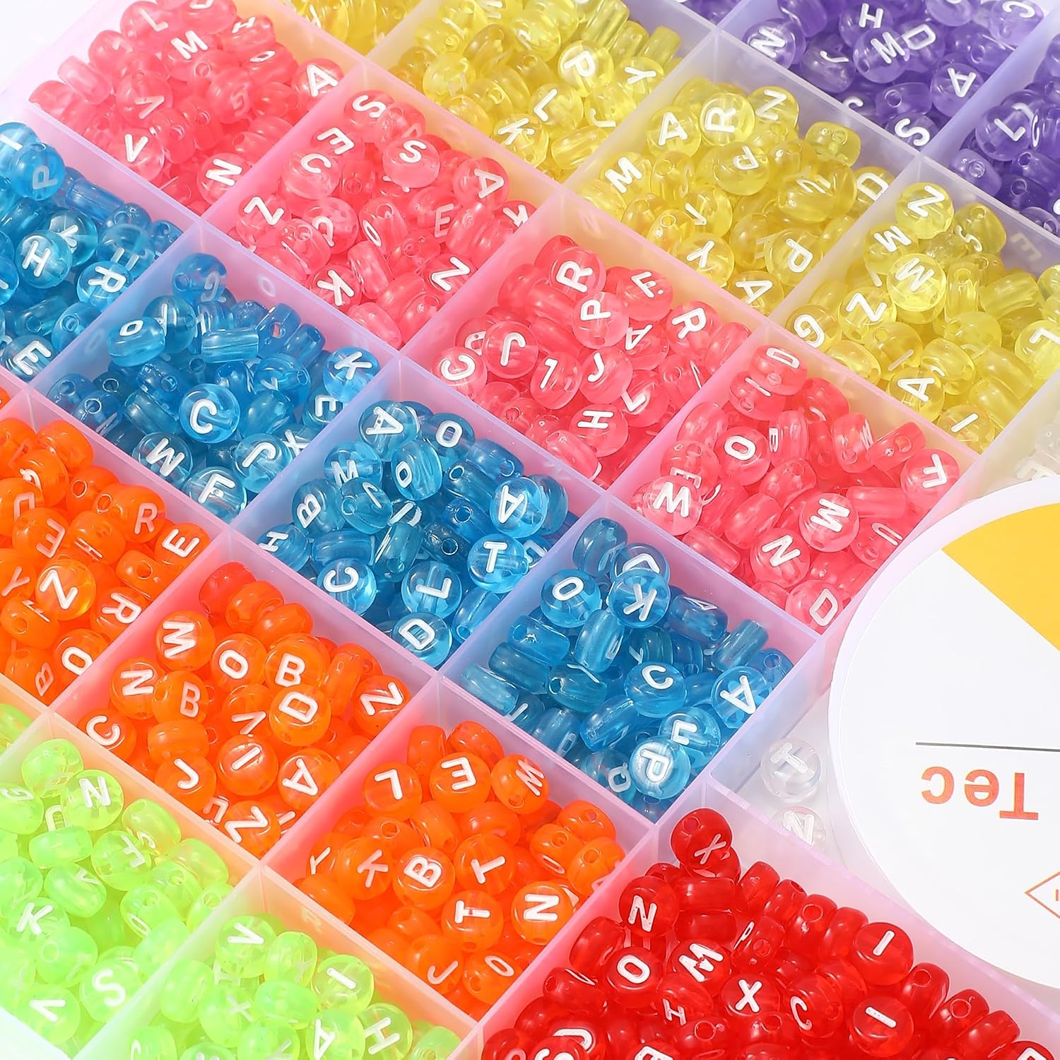 1250pcs 4x7mm White Round Acrylic Alphabet Beads A-Z Heart Beads with Numbers Crystal Line for Jewelry Bracelet, Necklace and Key Chains (Transparent Color) image 5