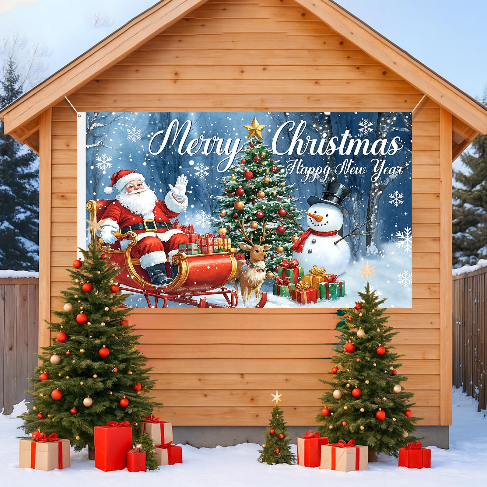 Bandiere Natale Esterne Gosknor, 150x90cm, Bifacciali in Poliestere