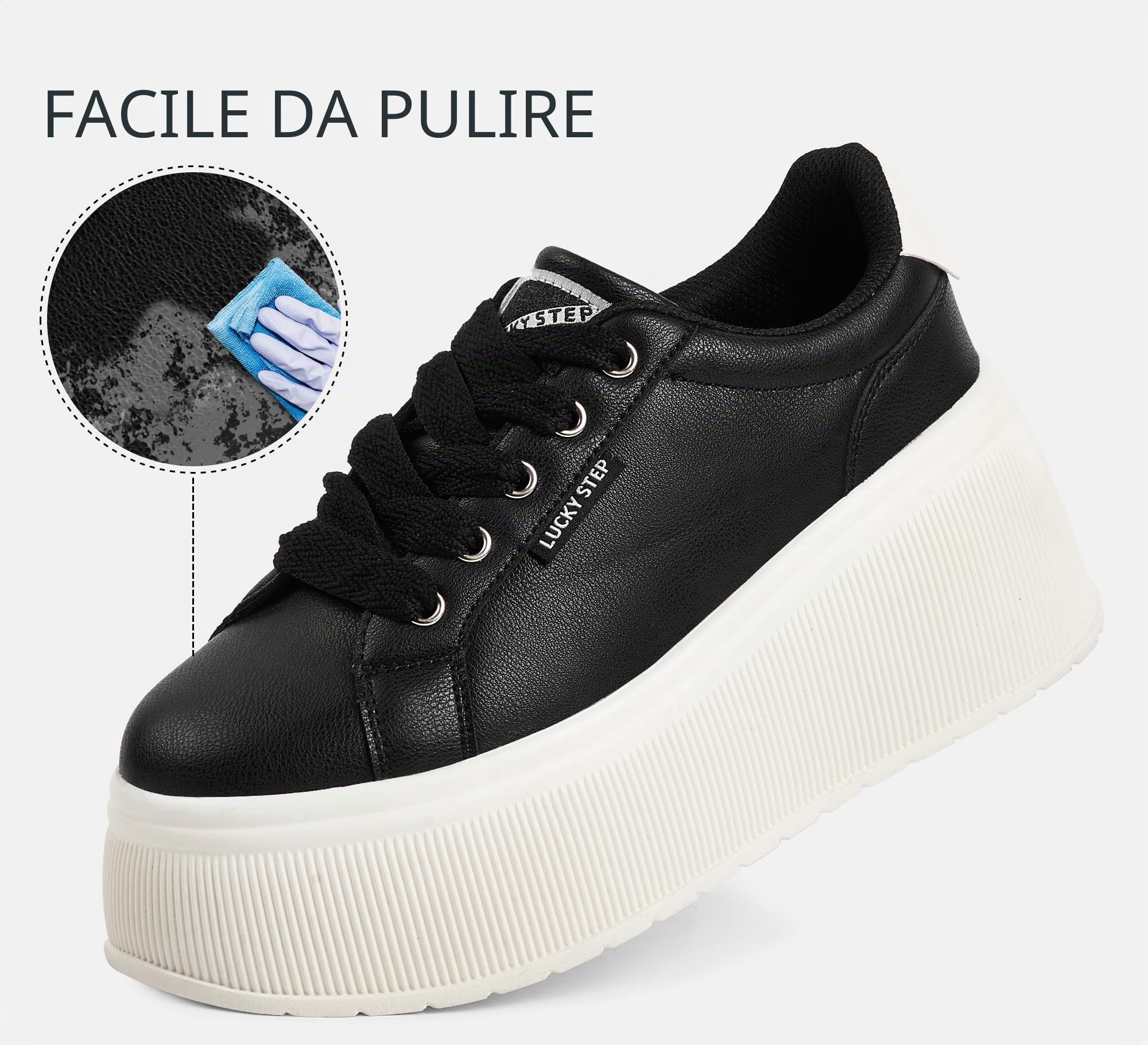 LUCKY STEP Scarpe da Donna con Piattaforma | Sneaker Classiche con Zeppa in Tela Casual Basse retrò