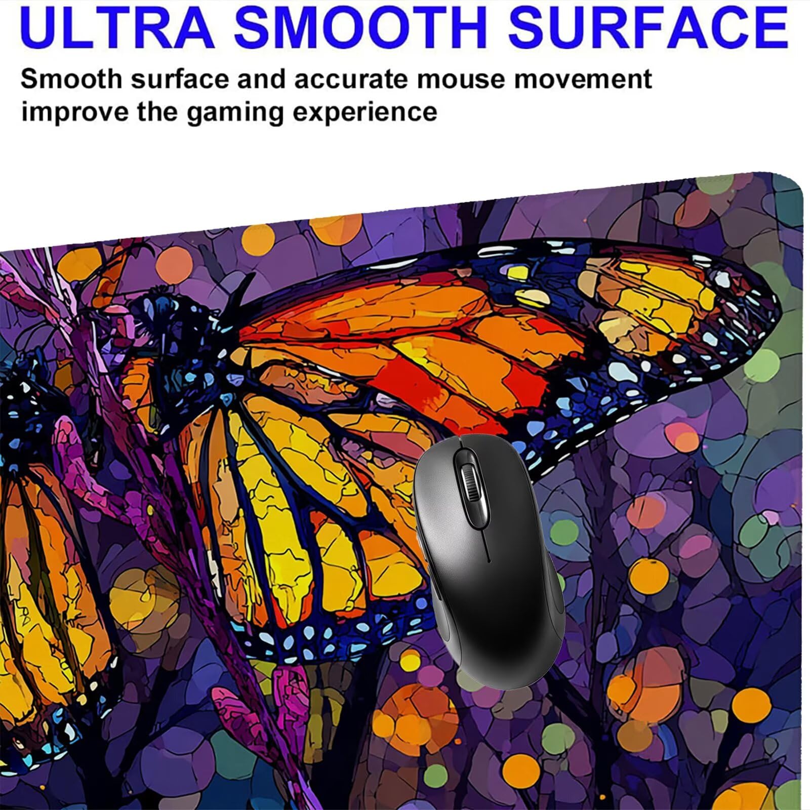 Podkładka pod mysz motyl/zwierzę XXL 1200 x 600 mm duża podkładka pod mysz szyte krawędzie wodoodporna antypoślizgowa duże rozszerzone akcesoria biurowe do PC, przenośna poprawia dokładność i szybkość