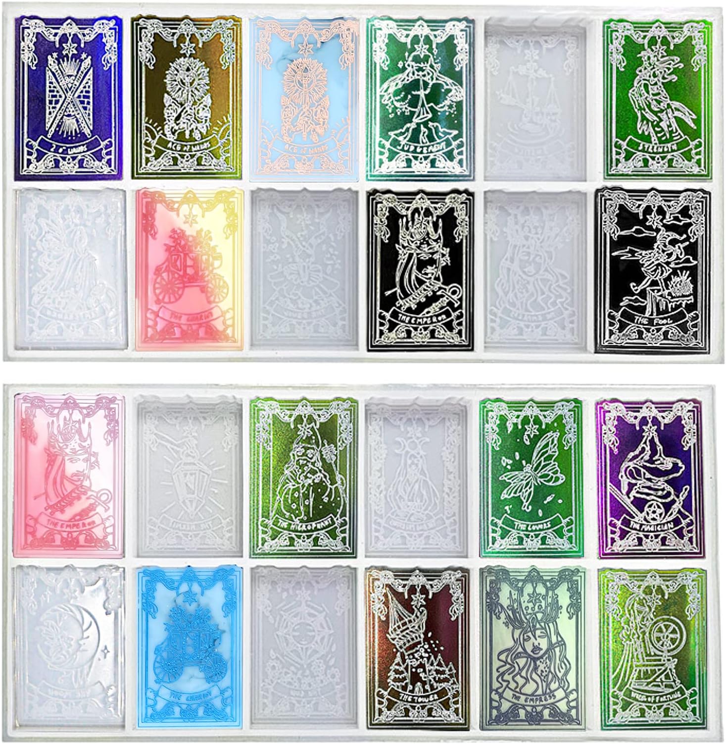 CHIGIH Tarots Card Resin Molds,24 Silicone Major Arcana Cards Molds for Casting DIY Epoxy Models Tarots Card and Jewelry for Games,Decoration,Divination (24pcs-Regular Size)