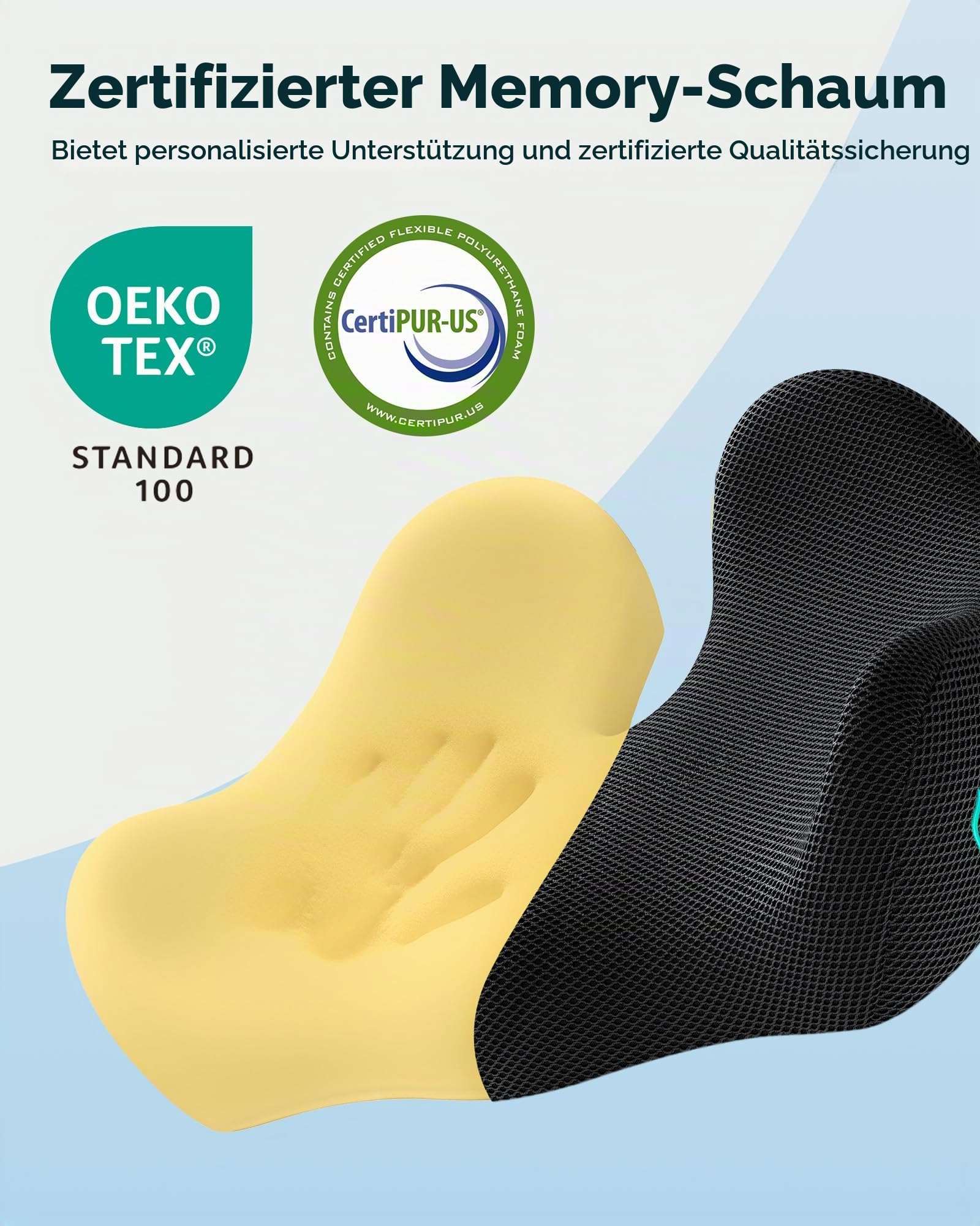 Feagar Ergonomisches Memory-Schaum Sitzkissen Für Bürostuhl (Bis 100kg) | Orthopädisches Steißbeinkissen Für Langem Sitzen, Rutschfest, Rundum-Komfort, Für Autositz, Home Office & Gaming Stuhl