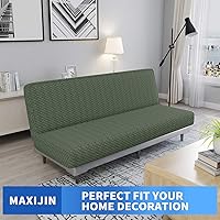 Vista 2 de MAXIJIN Funda de Futón Jacquard Elástica Funda para Sofá sin Brazos Funda Suave para Futón con Parte Inferior Elástica Fundas Protectoras Gruesas