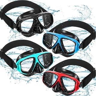 Flutesan 4pcs Kids Youth Swim Goggle with Nose Cover Elastic Strap