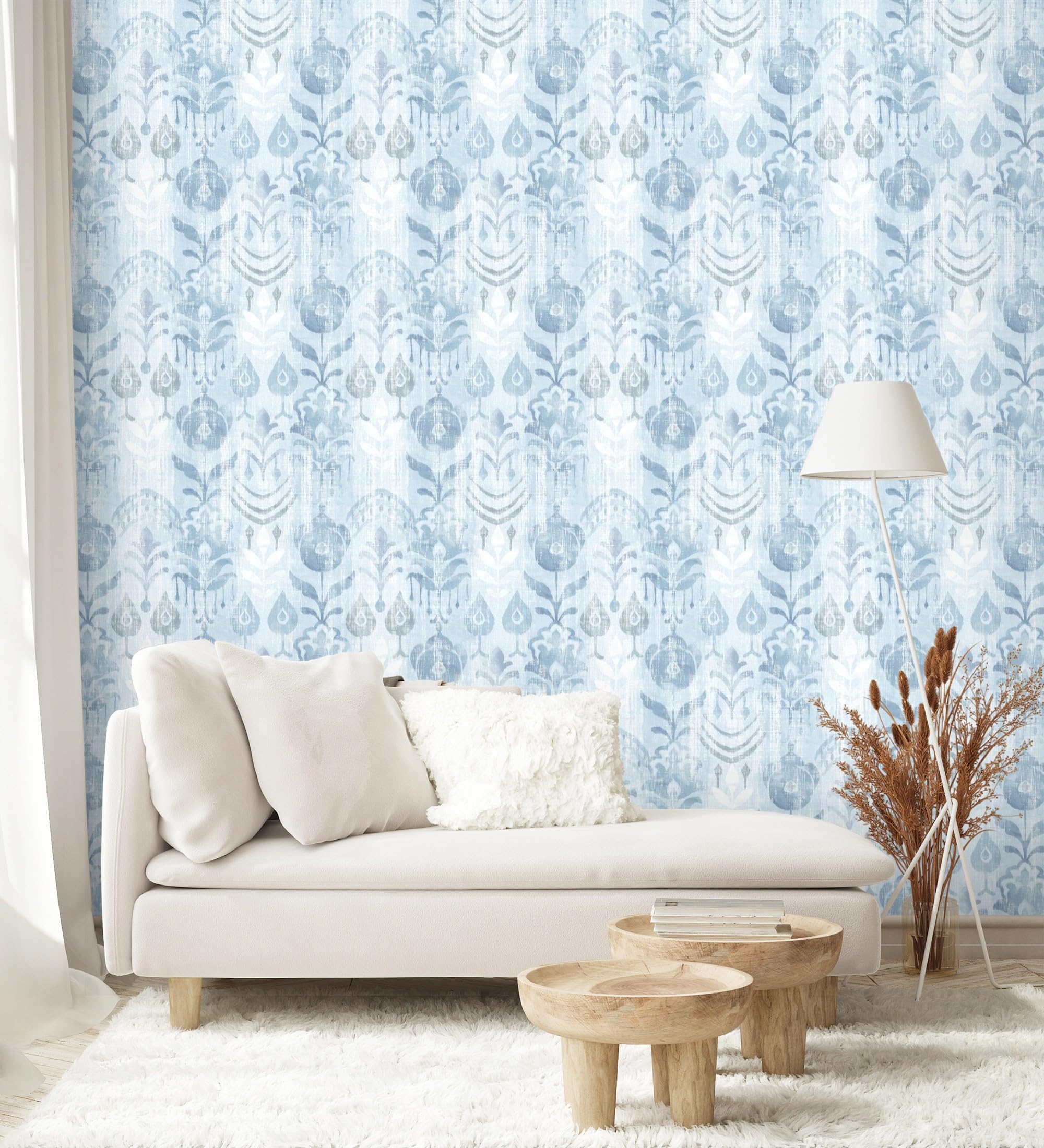 Papier peint floral bleu GAULAN 683158 | Revêtement mural boho salon cuisine chambre
